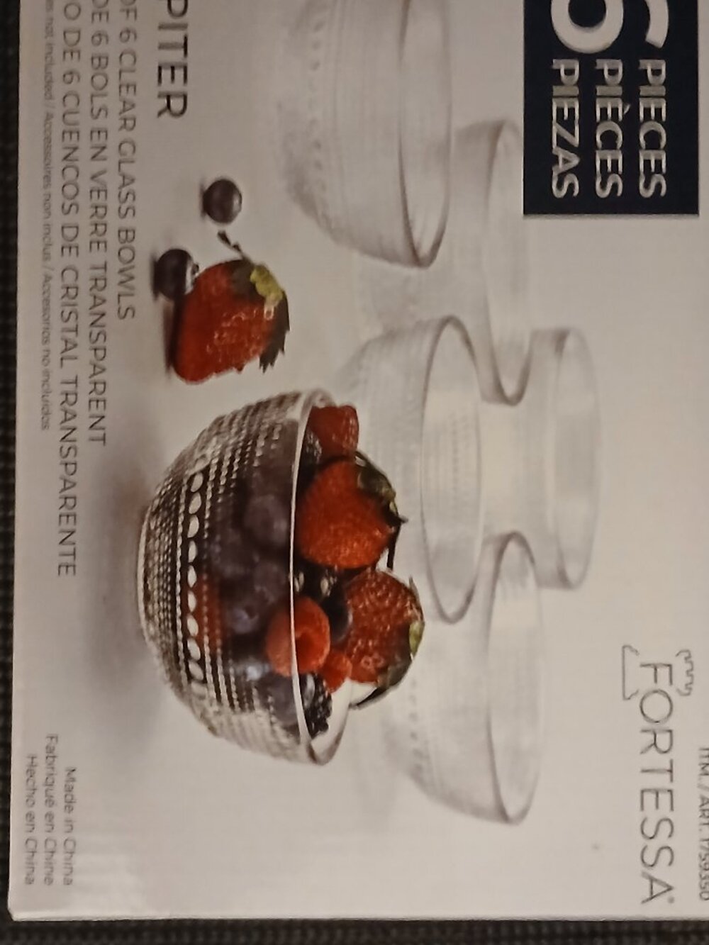 Fortessa Clear Glass Bowl 6pc Set.